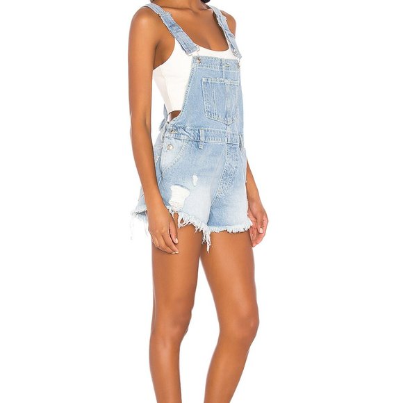 Free People NWT Moonbeam/ June  shortall -Shorts overall romper light blue sz 25 - Picture 9 of 11